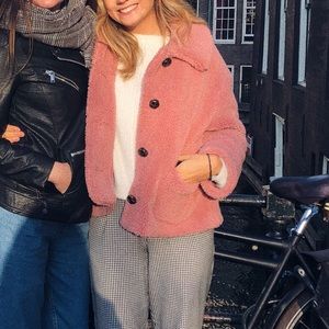 Pink Zara teddy coat